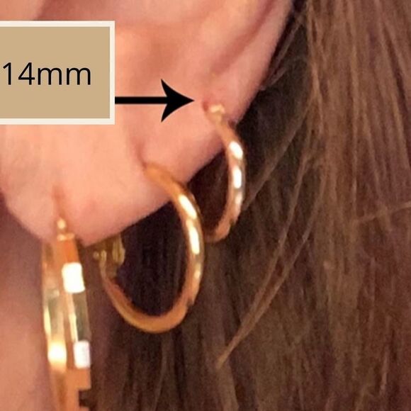 Sold 14k Gold 14mm Hoop Earrings - Picture 7 of 8